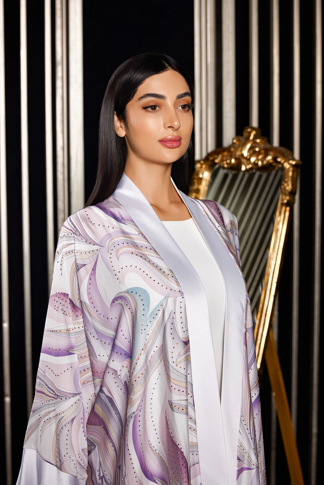 Lavender Open Style Abaya - Colored Abaya by Puella Designs - view 3
